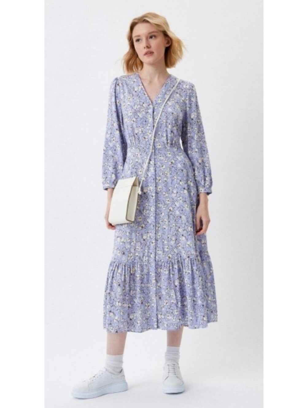 Uniqlo Floral Long Sleeve Midi Dress - Size S